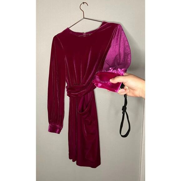 One33 Social Womens Dress Size 6 Pink Vanessa Draped Velvet Cut Out Crossover - Picture 11 of 13